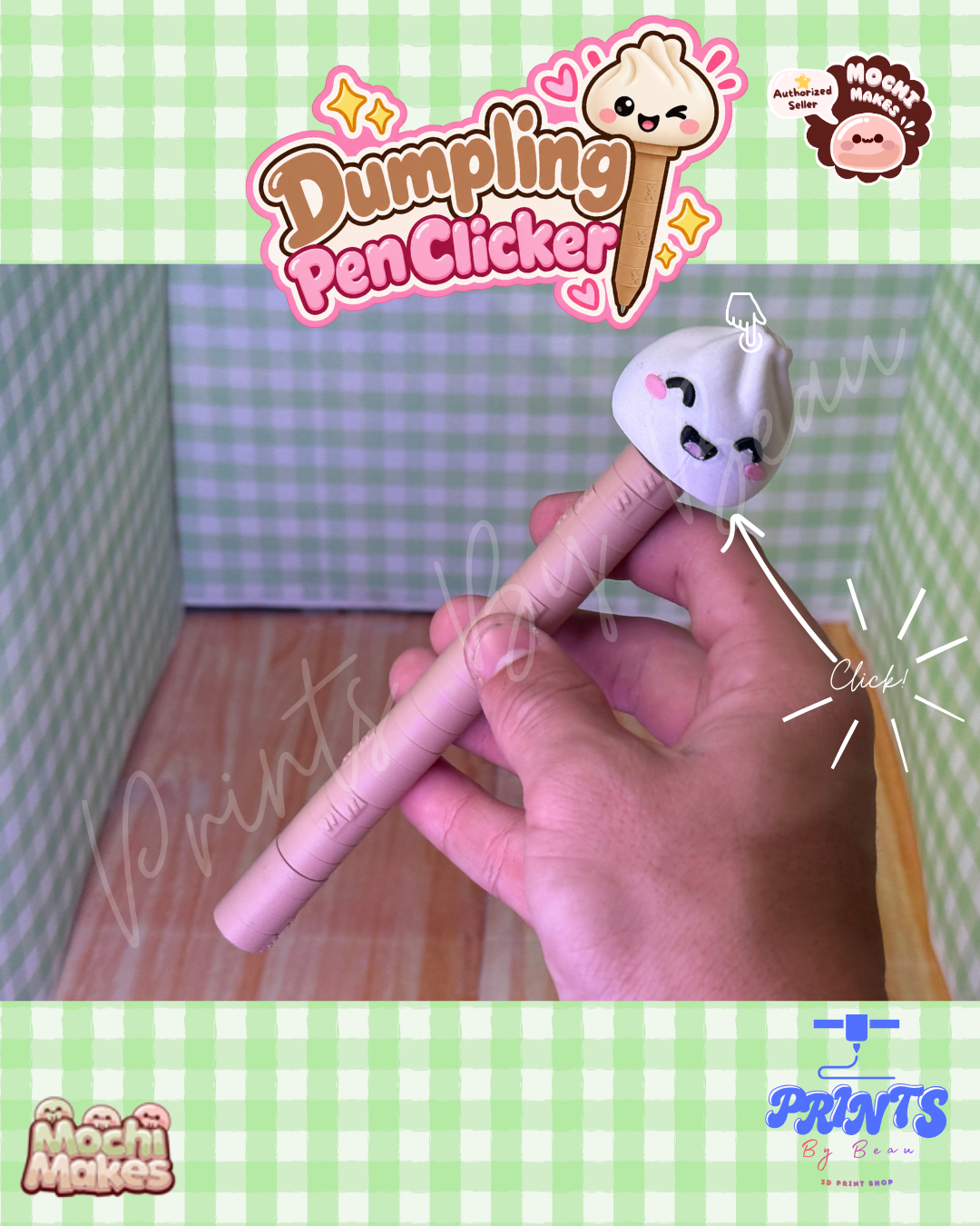 Dumpling Pen Clicker - Eyes Closed Face