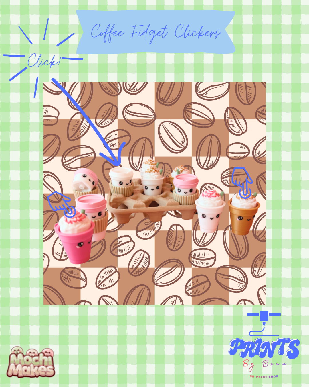 ☕ ✨ Coffee Fidget Clickers + Tic Tac Toe ✨ ☕