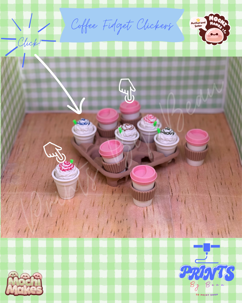 ☕ ✨ Coffee Fidget Clickers + Tic Tac Toe ✨ ☕